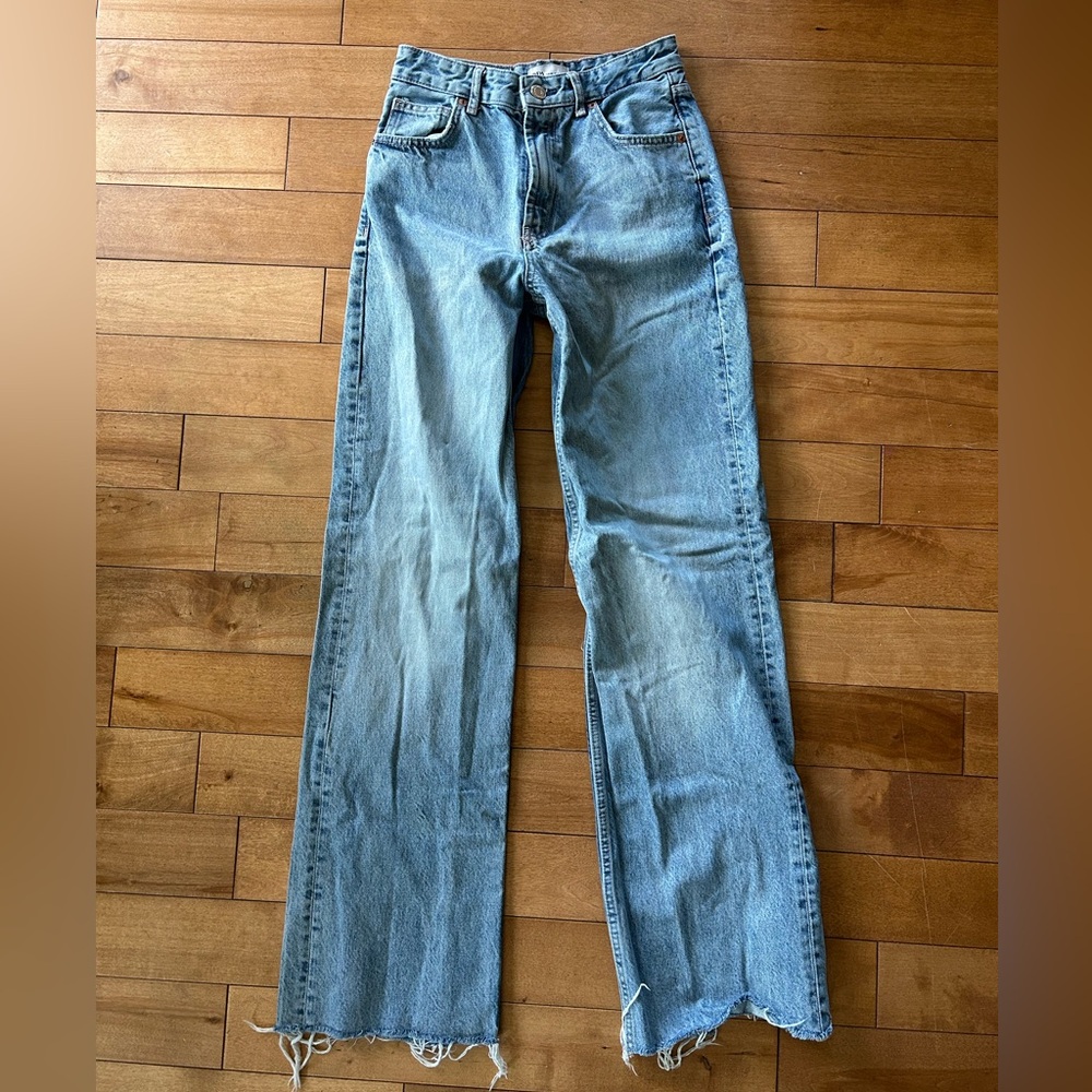 Zara Light Blue Wide-Leg Jeans